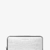 Hudson Metallic Crocodile Embossed Leather Zip-Around Wallet
