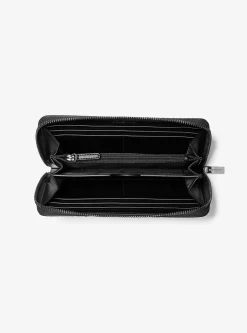 Hudson Metallic Crocodile Embossed Leather Zip-Around Wallet
