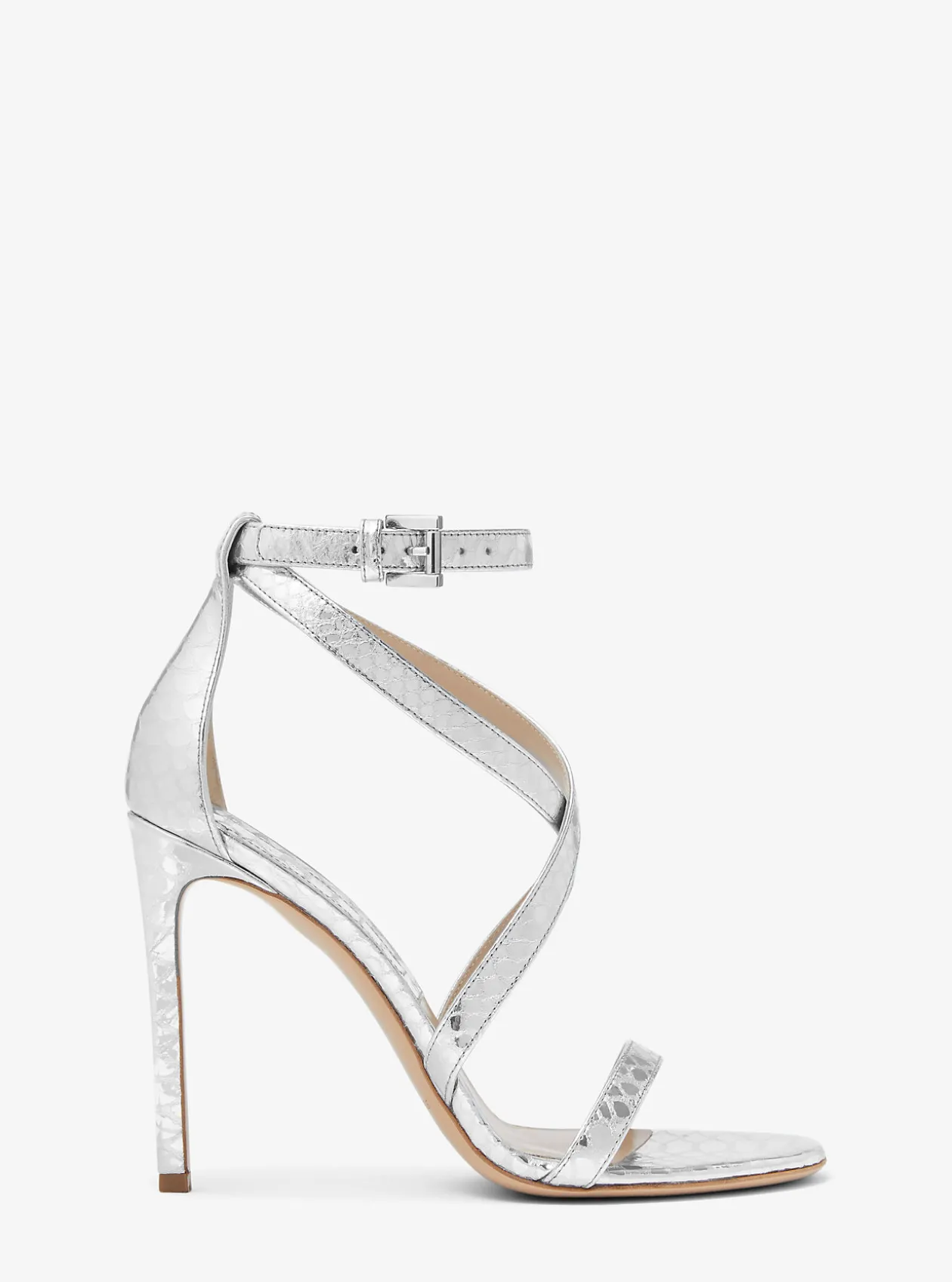 Ingrid Metallic Python Embossed Leather Sandal