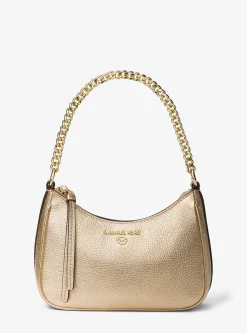 Jet Set Charm Small Metallic Pebbled Leather Pochette