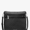 Jet Set Large Logo Print Woven Crossbody Bag
