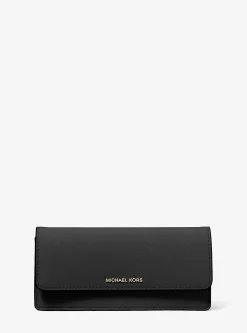 Jet Set Large Saffiano Leather Snap-Front Wallet