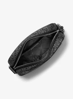 Jet Set Large Signature Logo Print Woven Crossbody Bag
