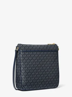 Jet Set Large Signature Logo Print Woven Crossbody Bag