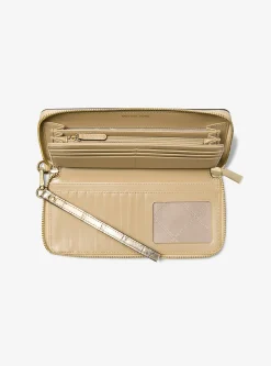 Jet Set Travel Metallic Crocodile Embossed Leather Continental Wallet