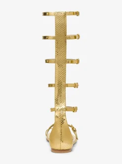 Juliette Metallic Python Embossed Leather Gladiator Sandal