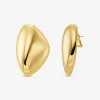 Large Precious Metal-Plated Brass Pebble Earrings