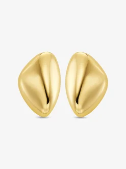 Large Precious Metal-Plated Brass Pebble Earrings