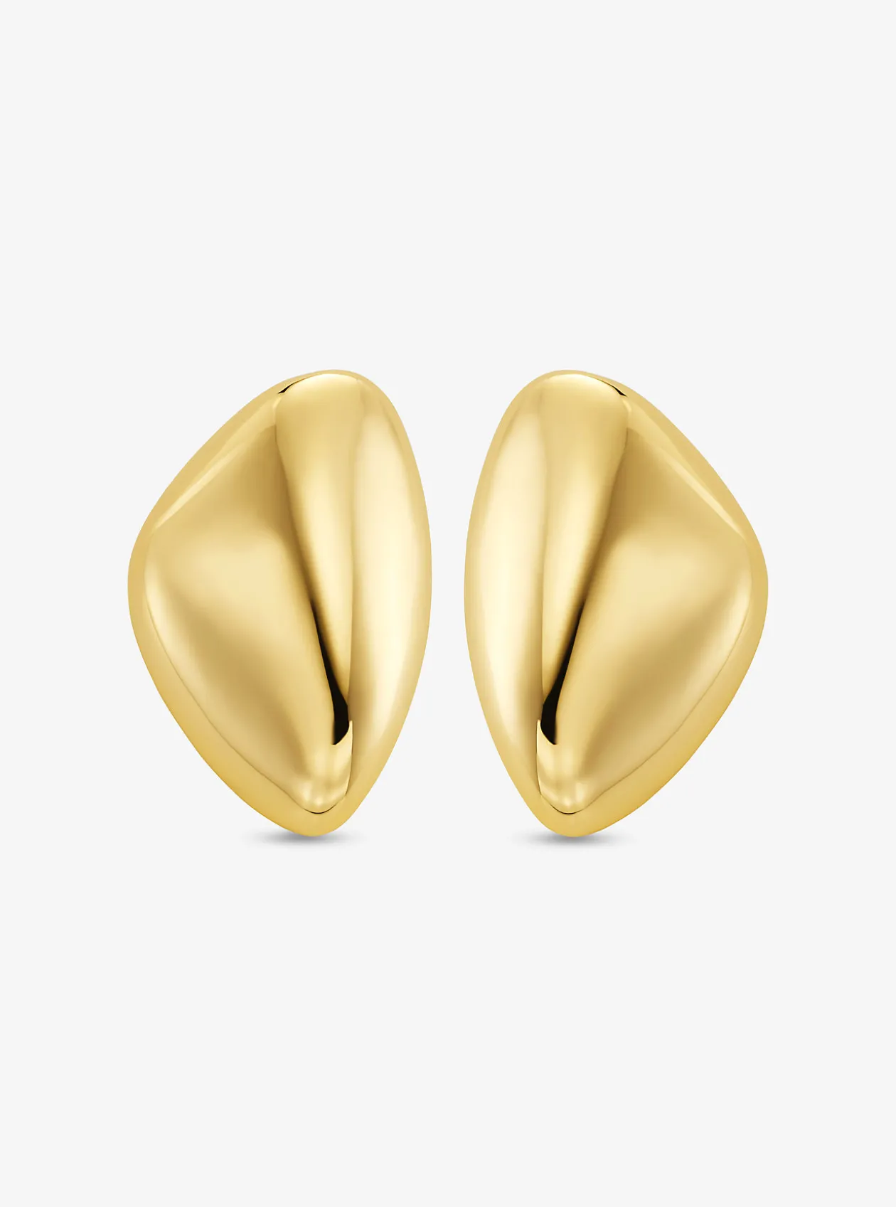 Large Precious Metal-Plated Brass Pebble Earrings