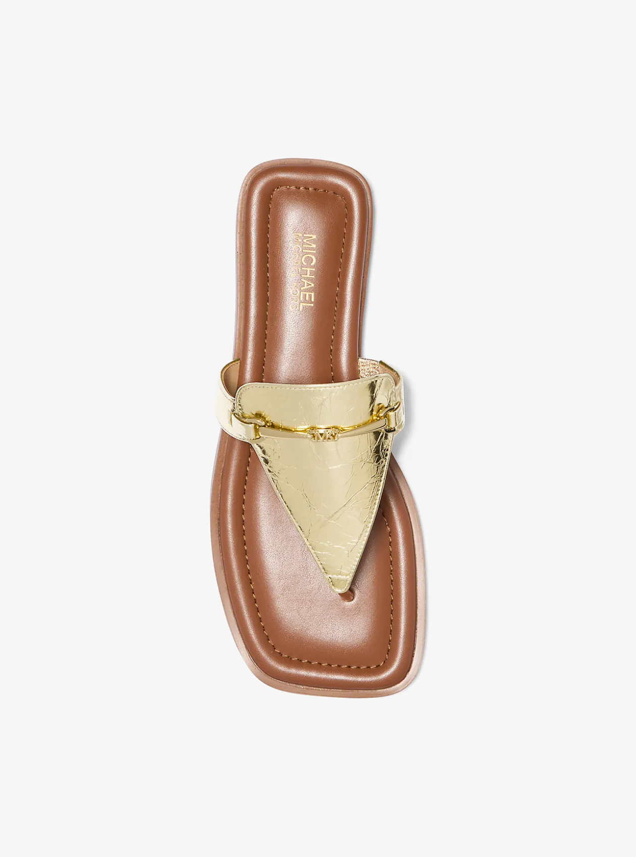 Lena Metallic Leather T-Strap Sandal