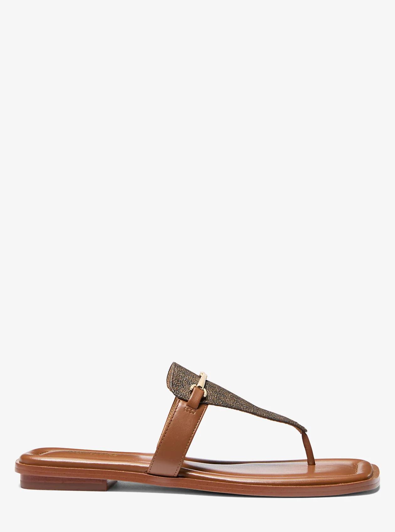 Lena Signature Logo and Leather T-Strap Sandal