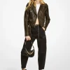 Leopard Print Calf Hair Moto Jacket