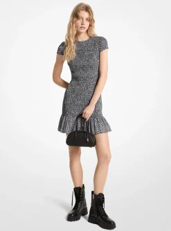 Leopard Print Smocked Mini Dress