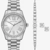 Lexington Pav&eacute; Silver-Tone Watch and Bracelet Set