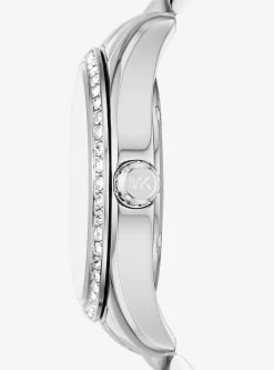 Lexington Pav&eacute; Silver-Tone Watch and Bracelet Set