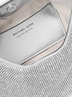Limited-Edition Nolita Small Metallic Rhinestone Mesh Hobo Shoulder Bag