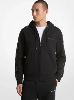 Logo Tape Cotton Blend Zip-Up Hoodie