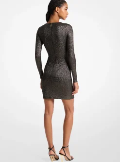 Metallic Crinkled Jacquard Dress