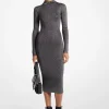 Metallic Knit Mock Neck Dress