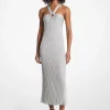 Metallic Knit Ring Halter Dress