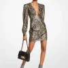 Metallic Leopard Clip Jacquard Dress