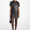 Metallic Moir&eacute; Silk Blend T-Shirt Dress