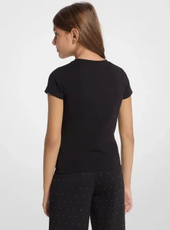 Metallic Printed Stretch Cotton T-Shirt
