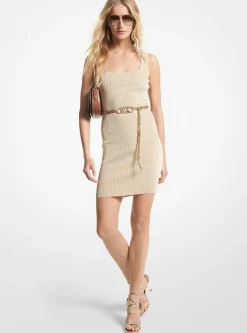 Metallic Ribbed Knit Tank Dress