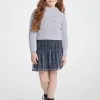 Metallic Snake Print Smocked Skirt