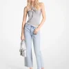 Metallic Stretch Knit Cutout Halter Tank