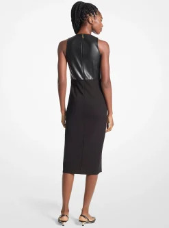 Mixed-Media Ponte Halter Dress