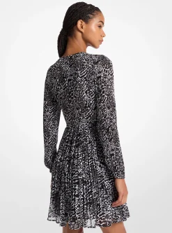Ocelot Print Georgette Dress