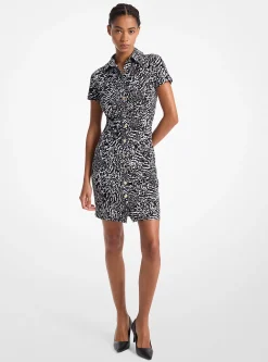 Ocelot Print Stretch Matte Jersey Dress