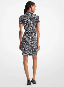 Ocelot Print Stretch Matte Jersey Dress