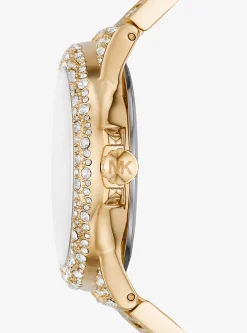 Oversized Camille Pav&eacute; Gold-Tone Watch