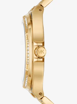 Oversized Lennox Animal Pav&eacute; Gold-Tone Watch