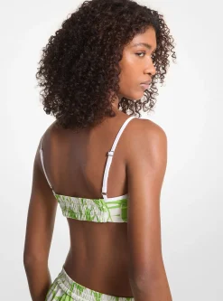Palm Print Satin Bra Top