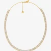 Pav&eacute; Precious Metal Plated Brass Tennis Necklace