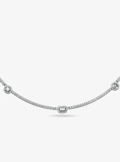 Pav&eacute; Precious Metal-Plated Sterling Silver Necklace