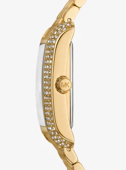 Petite Emery Pav&eacute; Gold-Tone Watch