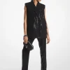 Pinstripe Sequined Crepe Sleeveless Blazer