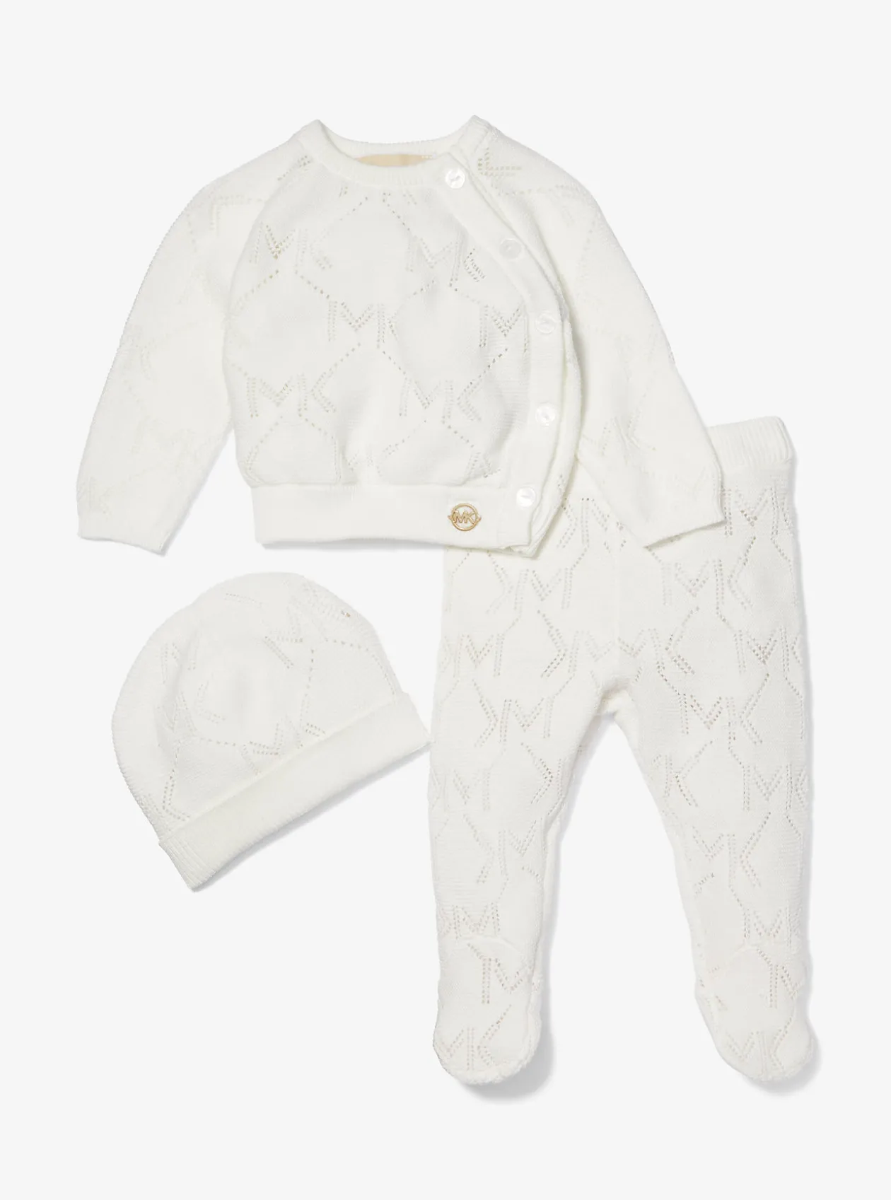 Pointelle Logo Cotton 3-Piece Baby Gift Set