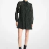 Polka Dot Georgette Tie-Neck Dress