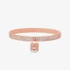 Precious Metal-Plated Brass Pav&eacute; Lock Bangle