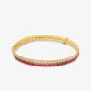 Precious Metal-Plated Brass Two-Tone Double Wrap Tennis Bracelet