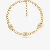 Precious Metal-Plated Brass Pav&eacute; Lock Trio Necklace