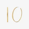 Precious Metal-Plated Brass Curb Link Hoop Earrings