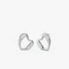 Precious Metal-Plated Brass Heart Stud Earrings