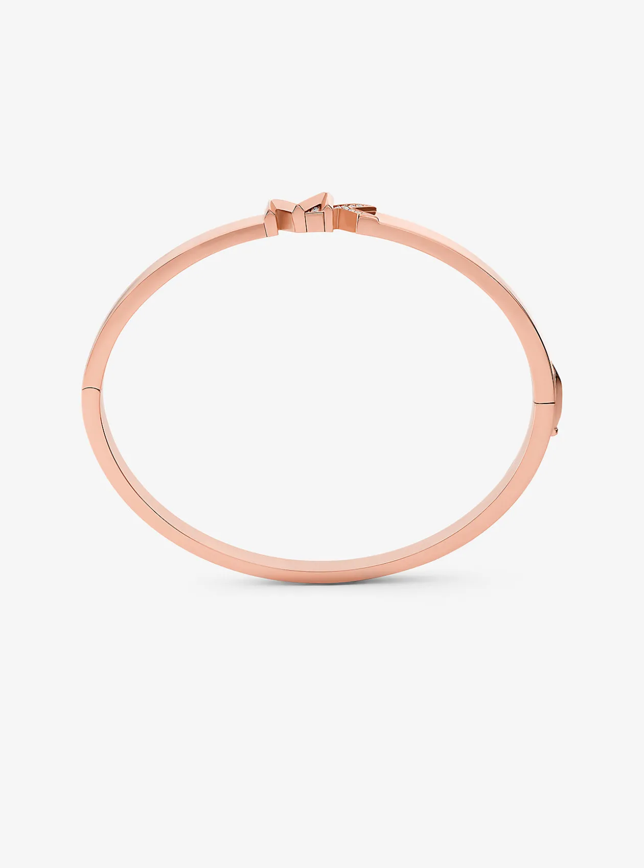 Precious Metal-Plated Brass Pavé Logo Bangle