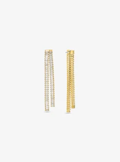 Precious Metal-Plated Brass Baguette Drop Earrings
